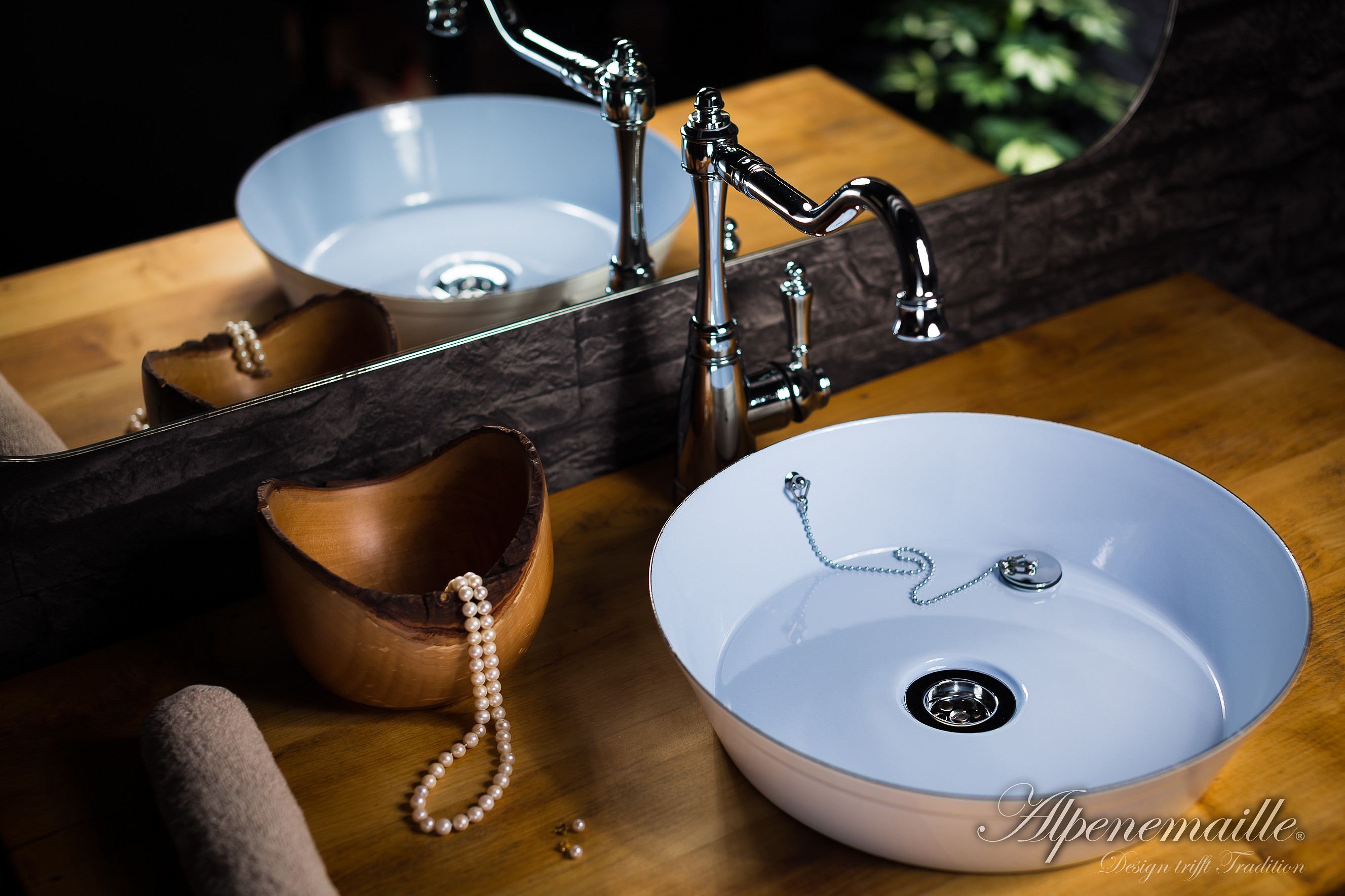 Premium Emaille Waschbecken „Fanni“ in 2 Größen Alpenemaille