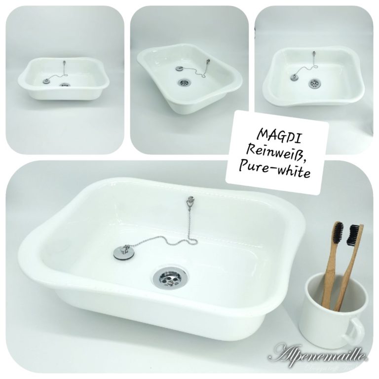 Premium Emaille Waschbecken „Magdi“, 42x33x10cm Alpenemaille